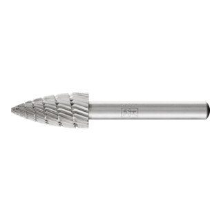 PFERD Fraise en acier rapide HSS forme arc pointu Ø 12x25 mm Tige Ø 6 mm Z 3 universel moyen fin brise-copeaux