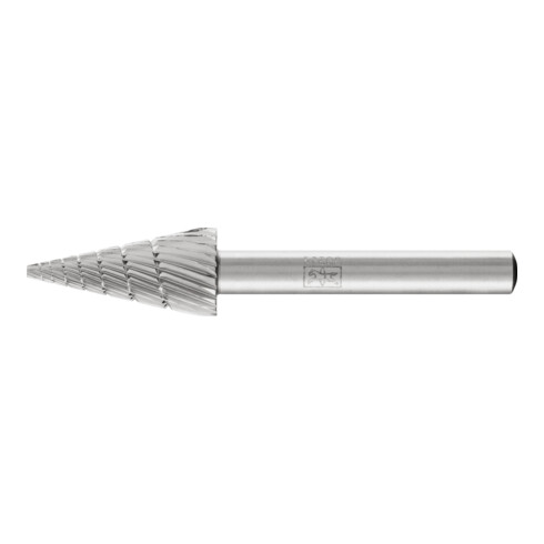 PFERD Fraise en acier rapide HSS forme cône pointu Ø 12x25 mm tige Ø 6 mm Z 3 universel moyen fin brise-copeaux