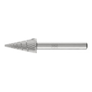 PFERD Fraise en acier rapide HSS forme cône pointu Ø 12x25 mm tige Ø 6 mm Z 3 universel moyen fin brise-copeaux-1