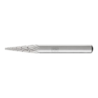 PFERD Fraise HSS forme cône pointu Ø 6x18 mm tige Ø 6 mm Z 3 universel moyen fin casse-copeaux