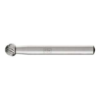 PFERD Fraise rotative HSS forme boule Ø 08x07 mm tige Ø 6 mm Z 3 universelle moyenne fine brise-copeaux