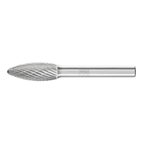 PFERD Hartmetall Frässtift Flamme B Ø 10x25 mm Schaft-Ø 6 mm Z3P universal mittel kreuzverzahnt