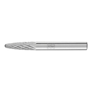 PFERD Hartmetall Frässtift Rundbogen RBF Ø 06x18 mm Schaft-Ø 6 mm Z3P universal mittel kreuzverzahnt