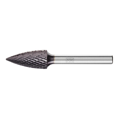 PFERD Hartmetall Frässtift Spitzbogen SPG Ø 12x25mm Schaft-Ø 6mm Z3P universal mittel kreuzverzahnt HICOAT