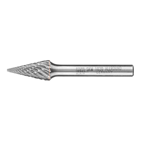 PFERD Hartmetall Hochleistungsfrässtift ALLROUND Spitzkegel SKM Ø 10x20mm Schaft-Ø 6mm universal grob
