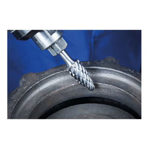 PFERD Hartmetall Hochleistungsfrässtift CAST Rundbogen RBF Ø 10x20mm Schaft-Ø 6 mm für Gußeisen