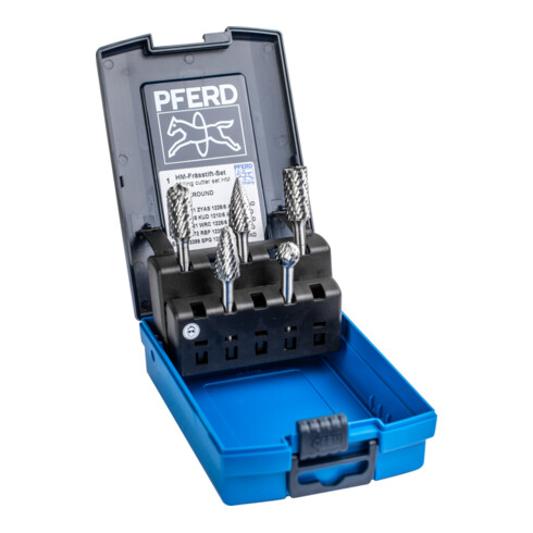 PFERD Hartmetall Hochleistungsfrässtift Set ALLROUND 5-tlg. Ø 12mm Schaft-Ø 6mm universal grob