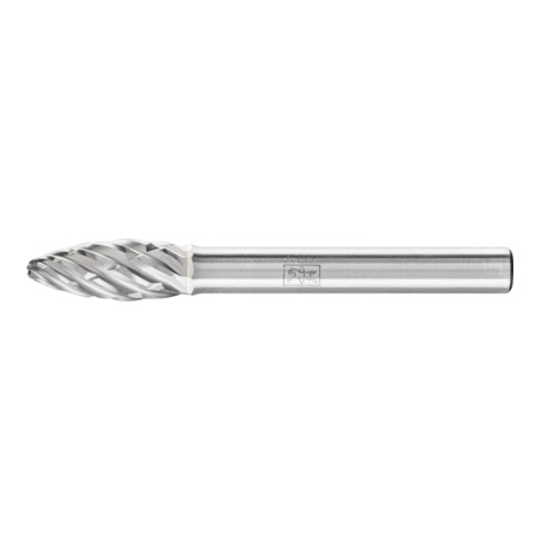 PFERD Hartmetall Hochleistungsfrässtift STEEL Flamme B Ø 08x20mm Schaft-Ø 6 mm für Stahl