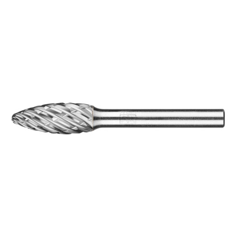 PFERD Hartmetall Hochleistungsfrässtift STEEL Flamme B Ø 10x25 mm Schaft-Ø 6 mm für Stahl