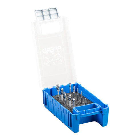 PFERD Hartmetall Hochleistungskleinfrässtift Set ALU 10-tlg. Ø 6/3mm Schaft-Ø 3mm ALU/NE-Metalle