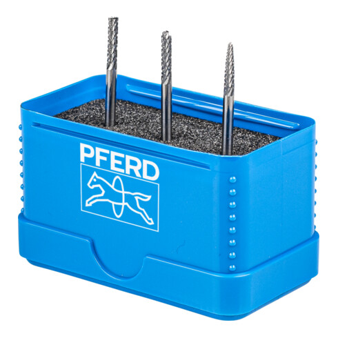 PFERD Hartmetall Kleinfrässtift Set 3-tlg. Zahnung 3 PLUS Ø 3mm Schaft-Ø 3mm universal mittel kreuzverzahnt
