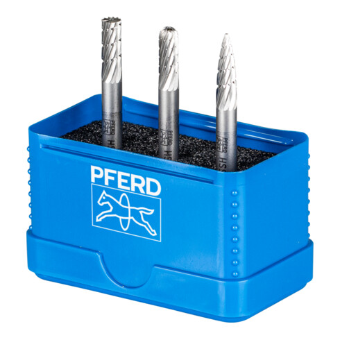 PFERD HSS Frässtift Set 85 3-tlg. Zahnung 3 Ø 12mm Schaft-Ø 6mm universal mittel fein