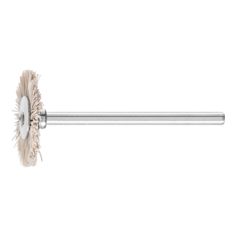PFERD Miniatur- Rundbürste RBU Ø22x2 mm Schaft-Ø3 mm Aluminium-Oxid-Filament-Ø0,30 Korn 600