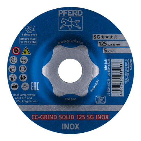PFERD Mola CC-GRIND SOLID 125 SG INOX