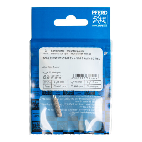 PFERD Mole abrasive per seghe a catena CS-G ZY 4.316 3 AWN 80 M5V