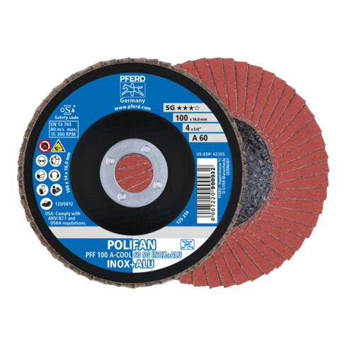 PFERD POLIFAN-Fächerscheibe PFF A-COOL SG INOX+ALU/16,0 100 mm