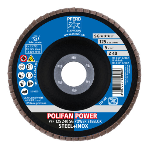 PFERD POLIFAN-Fächerscheibe PFF SG POWER STEELOX, flache Ausführung