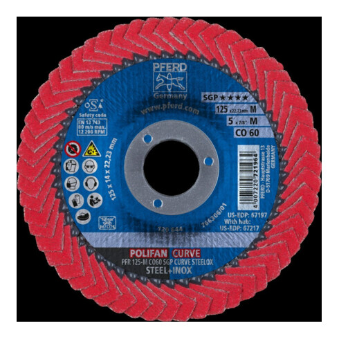 PFERD POLIFAN-Fächerscheiben PFR 125-M CO 60 SGP CURVE STEELOX