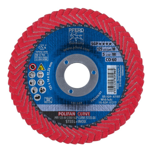 PFERD POLIFAN-Fächerscheiben PFR 125-M CO 60 SGP CURVE STEELOX