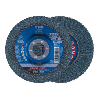 PFERD TOOLS POLIFAN-Fächerscheiben PFR 125-M Z 40 SGP CURVE STEELOX