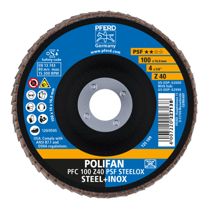 PFERD POLIFAN-lamellenschijf PFC 100 Z 40 PSF STEELOX/16,0