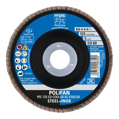PFERD POLIFAN lamellenschijf PFC 125 CO-COOL 60 SG STEELOX