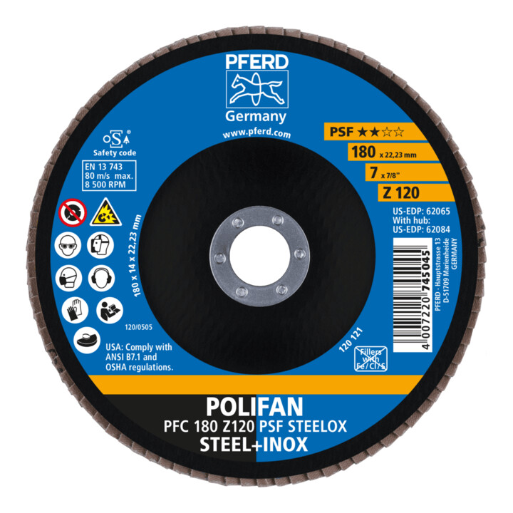 PFERD POLIFAN-lamellenschijf PFC 180 Z 120 PSF STEELOX