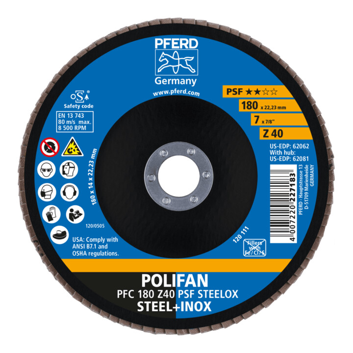 PFERD POLIFAN kartelring PFC Uni.-Line PSF STEELOX staal/roestvrij staal