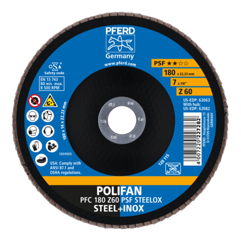 PFERD POLIFAN-lamellenschijf PFC 180 Z 60 PSF STEELOX