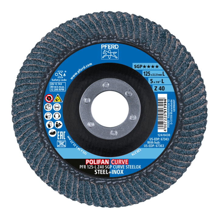 PFERD POLIFAN-lamellenschijf PFR 125-L Z40 SGP CURVE STEELOX