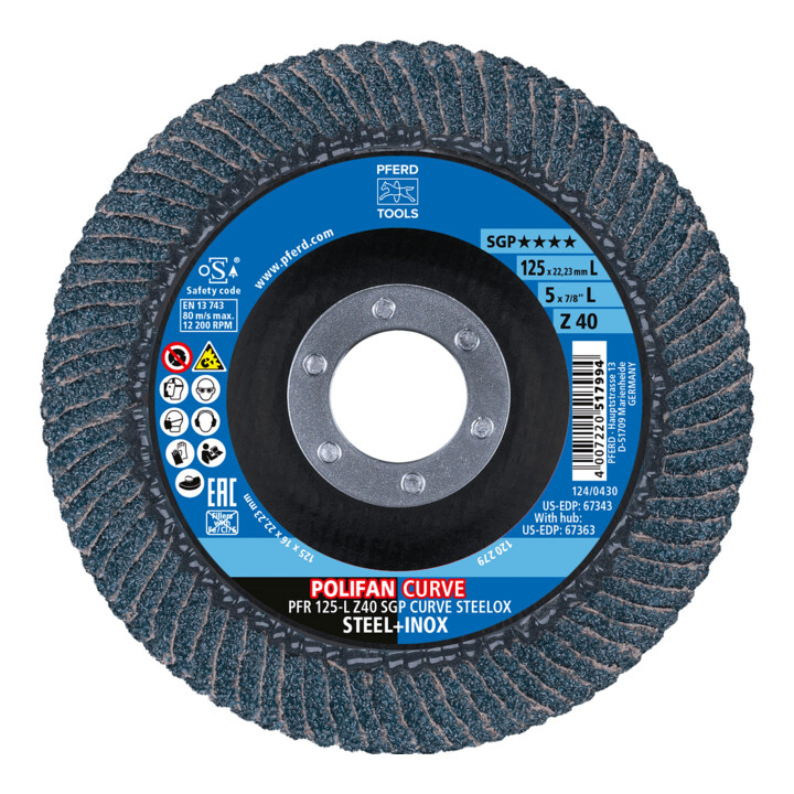 PFERD POLIFAN-lamellenschijf PFR 125-L Z40 SGP CURVE STEELOX