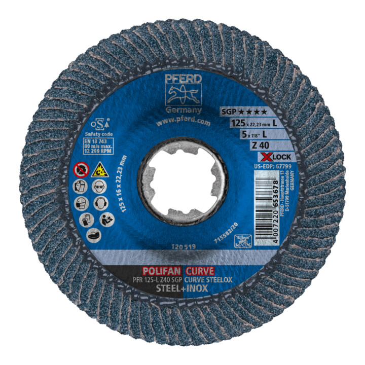 PFERD POLIFAN-lamellenschijf PFR 115-L Z40 SGP CURVE STEELOX/X-LOCK 40