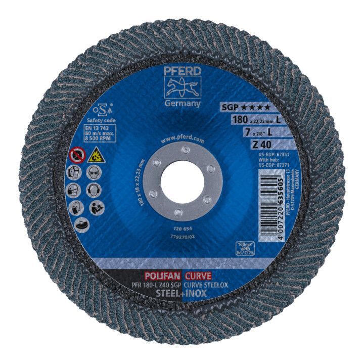 PFERD POLIFAN-lamellenschijf PFR 180-L Z 40 SGP CURVE STEELOX