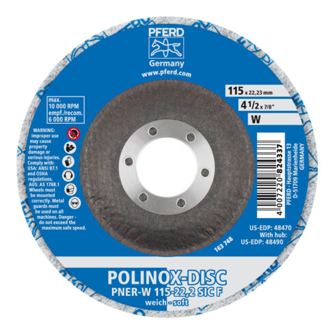 PFERD POLINOX compactslijpschijf DISC PNER-W 115-22.2 SiC F