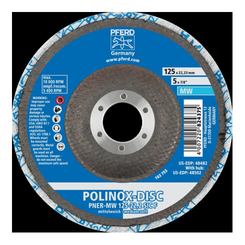 Pferd POLINOX disque abrasif 125 mm moyennement souple