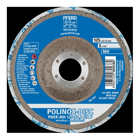 Pferd POLINOX Roue abrasive 125 mm moyenne dureté