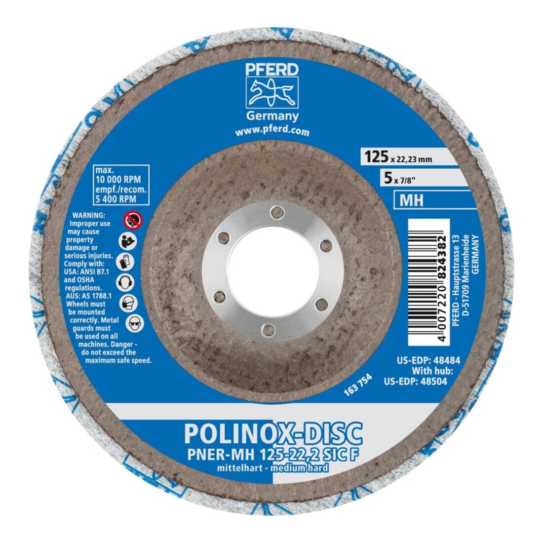 Pferd POLINOX Roue abrasive 125 mm moyenne dureté