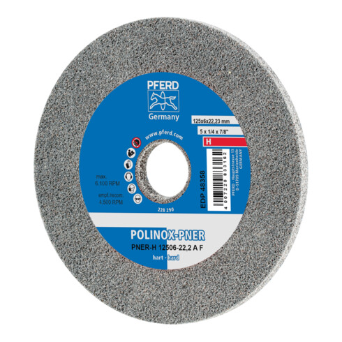 PFERD POLINOX verpresstes Vlies-Rad PNER Ø 125x6 mm Bohrung-Ø 22,23 mm Hart A Fein für Finish