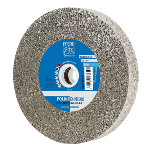 PFERD POLINOX verpresstes Vlies-Rad PNER Ø 150x25 mm Bohrung-Ø 25,4 mm Mittelweich A Fein für Finish