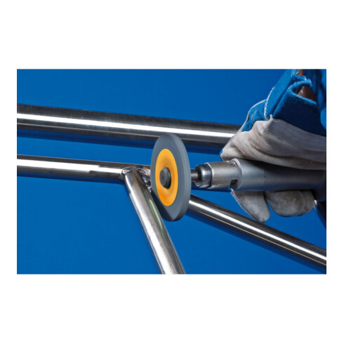 PFERD POLINOX verpresstes Vlies-Rad PNER Ø 75x13 mm Bohrung-Ø 6 mm Mittelweich A Fein für Finish