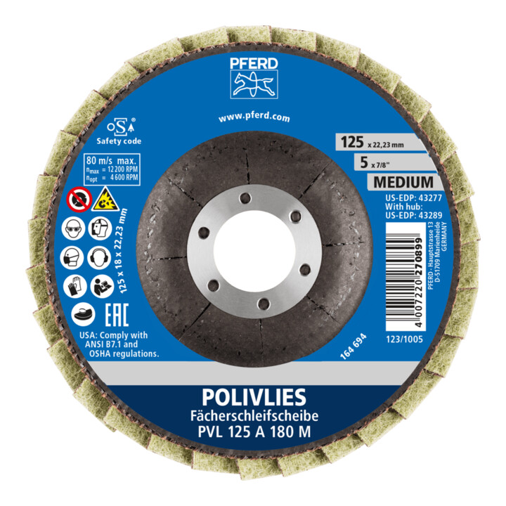 PFERD POLIVLIES-Fächerscheibe PVL 125 A 180 M