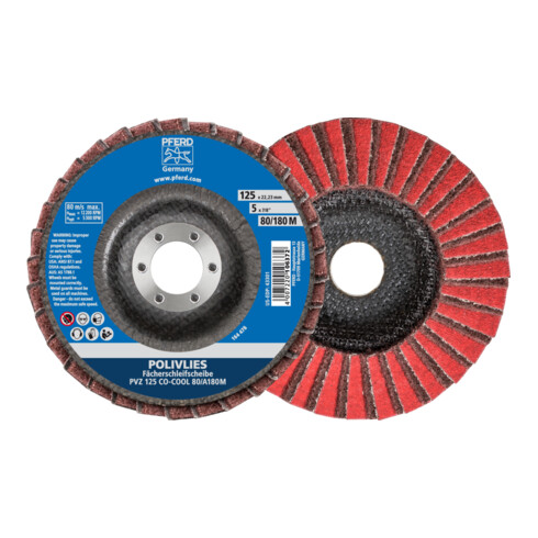 PFERD POLIVLIES-Fächerscheibe PVZ Keramik Ø 115 mm Bohrung 22,23 mm CO-COOL60/A100 G für Feinschliff