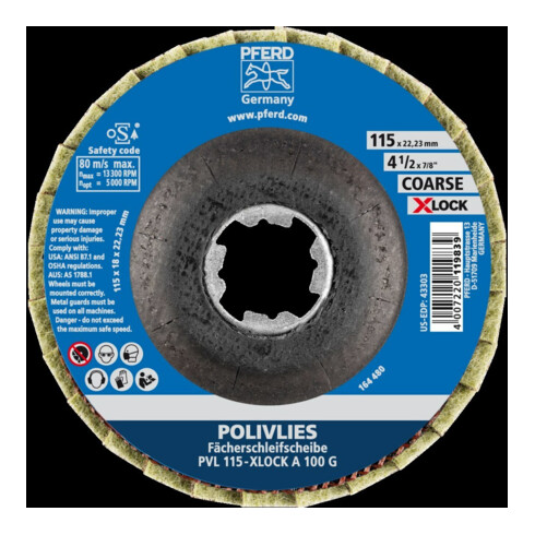 Pferd Polivliesscheibe X-LOCK PVL A 115mm 100 grob