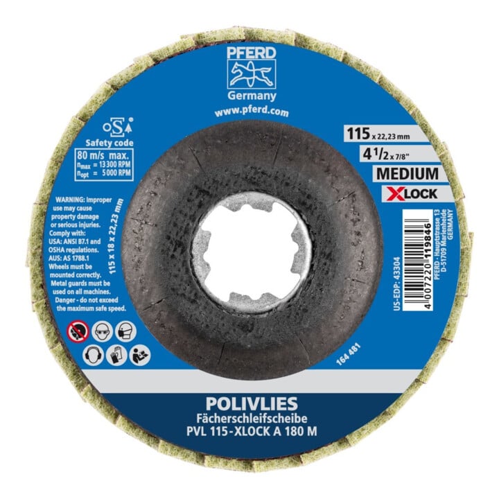 Pferd Polivliesscheibe X-LOCK PVL A 115mm 180 mittel