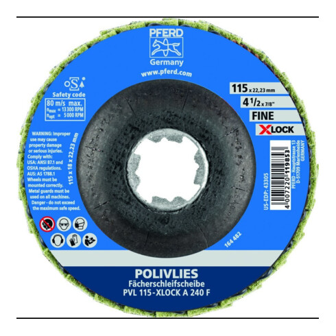 Pferd Polivliesscheibe X-LOCK PVL A 115mm 240 fein