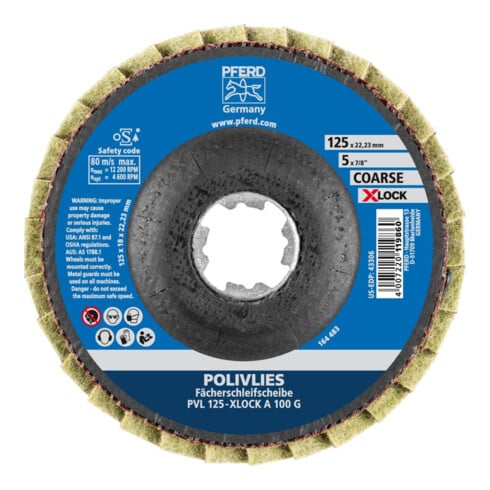 Pferd Polivliesscheibe X-LOCK PVL A 125mm 100 grob