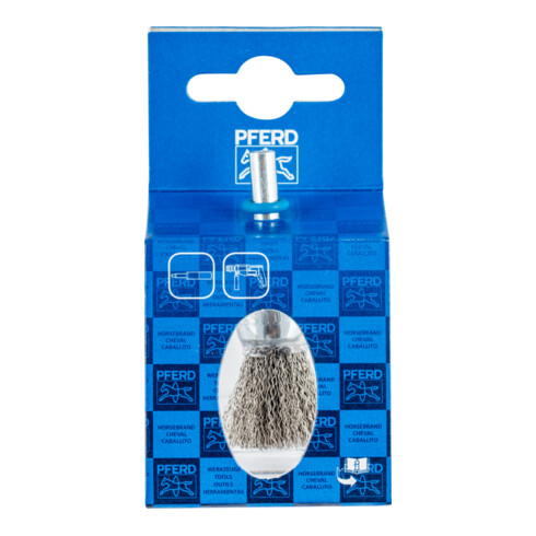PFERD POS Pinselbürste ungezopft PBU Ø15 mm Schaft-Ø6 mm Edelstahl-Draht-Ø0,20