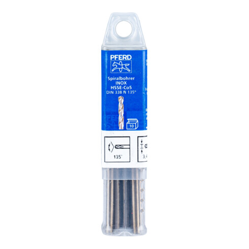 PFERD Punte elicoidali SPB, DIN 338 HSSE N 3,4 INOX