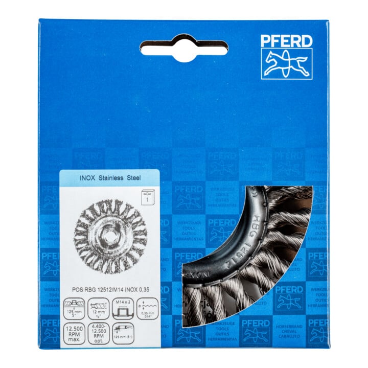 PFERD rondborstel, getordeerd POS RBG 12512/M14 INOX 0,35