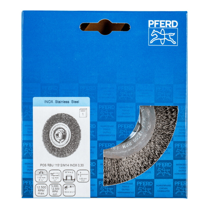 PFERD rondborstel, ongetordeerd POS RBU 11512/M14 INOX 0,30